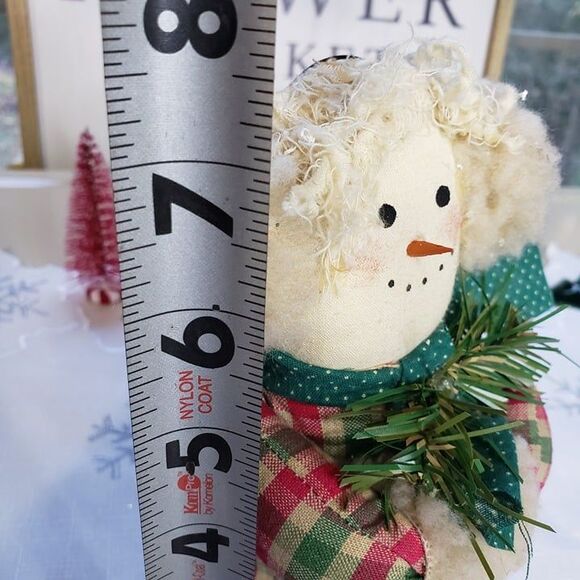 Adorable Vintage Primitive Farmhouse Homespun Christmas Snowman 7" - Picture 7 of 8